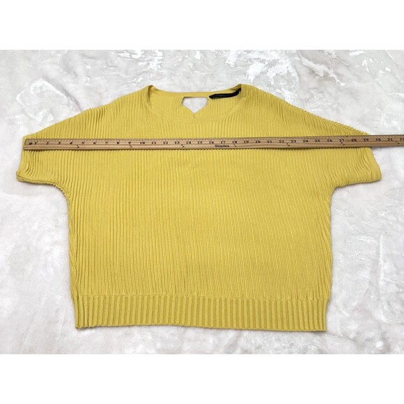 Silvian Heach Women's Yellow Ribbed Knit Short Sleeve Oversized Sweater Top Sz M - Picture 5 of 11